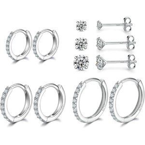 Girls 3 Pairs Sterling Silver Small Hoop Earring